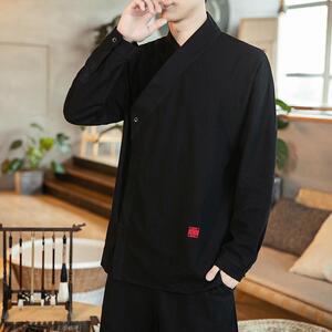 风男装亚麻长袖T恤唐装衬衣中式汉服佛系内搭A321-1-T821-P65图片