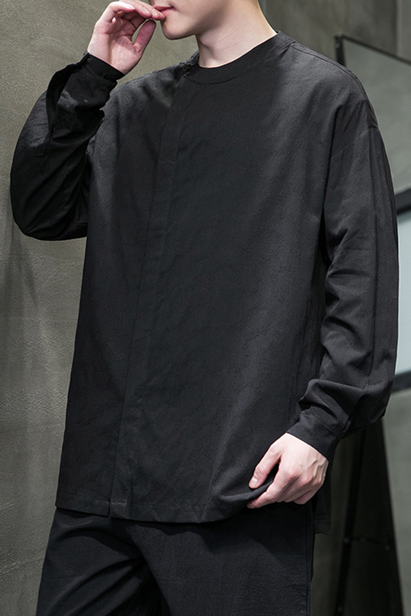 春夏提花风男女复古茶服新中式禅服打底汉服A321-1-T822-P65,男装T恤,电商A321-1（原钱塘6020）