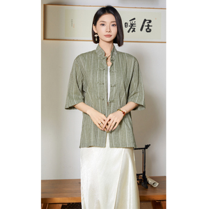 风衬衫男夏季大码中式棉麻衬衣唐装上衣汉服A321-1-C657-P70图片