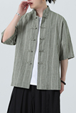 风衬衫男夏季大码中式棉麻衬衣唐装上衣汉服A321-1-C657-P70，男装衬衫，电商A321-1（原钱塘6020）