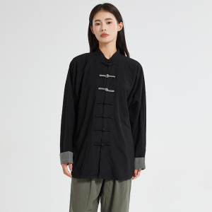 春秋中式复古太极服汉服风拼接亚麻棉麻衬衫A321-1-C631-P70图片