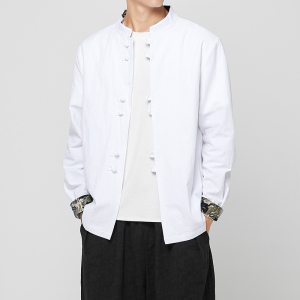 风长袖衬衫男士春秋立领衬衣复古大码外套A321-1-C605-P65图片