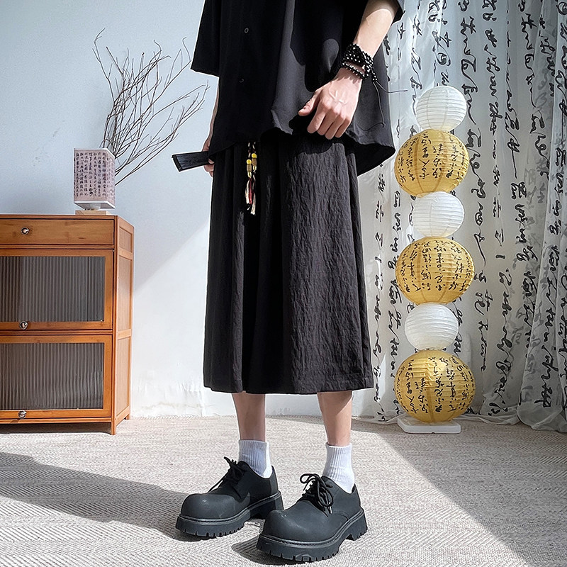 新中式夏季宽松直筒垂感七分阔腿风亚麻男裤A321-1-K937-P60,男装休闲裤,电商A321-1（原钱塘6020）