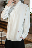 风男装亚麻长袖T恤唐装衬衣中式汉服佛系内搭A321-1-T821-P65，男装T恤，电商A321-1（原钱塘6020）