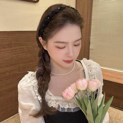 轻奢气质小香风手工串珠发箍 正反两戴新款2026路易斯繁星发箍