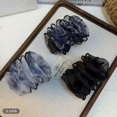 高定黑纱星芒缀饰奢华优雅气质抓夹式丸子头发夹