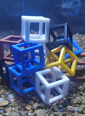 水族立方体鱼缸造景装饰品小鱼躲避屋虾屋虾洞穴3d打印鱼缸装饰