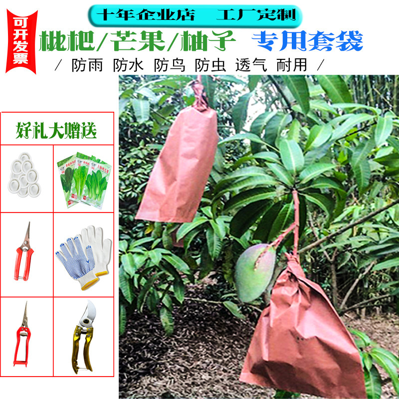 芒果专用套袋双层涂蜡柚子枇杷包装袋防雨水防鸟虫青芒金煌芒纸袋