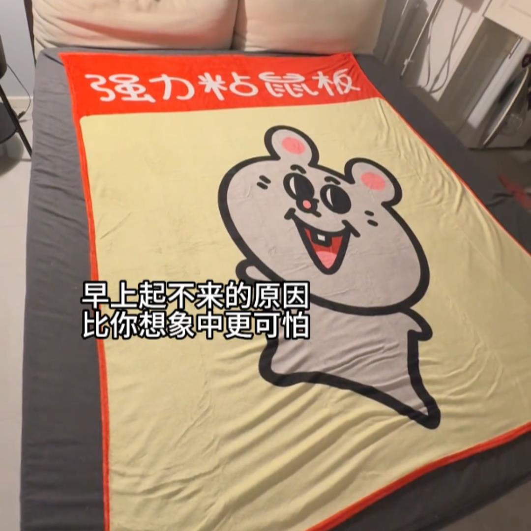 强力站鼠板法兰绒毛毯个