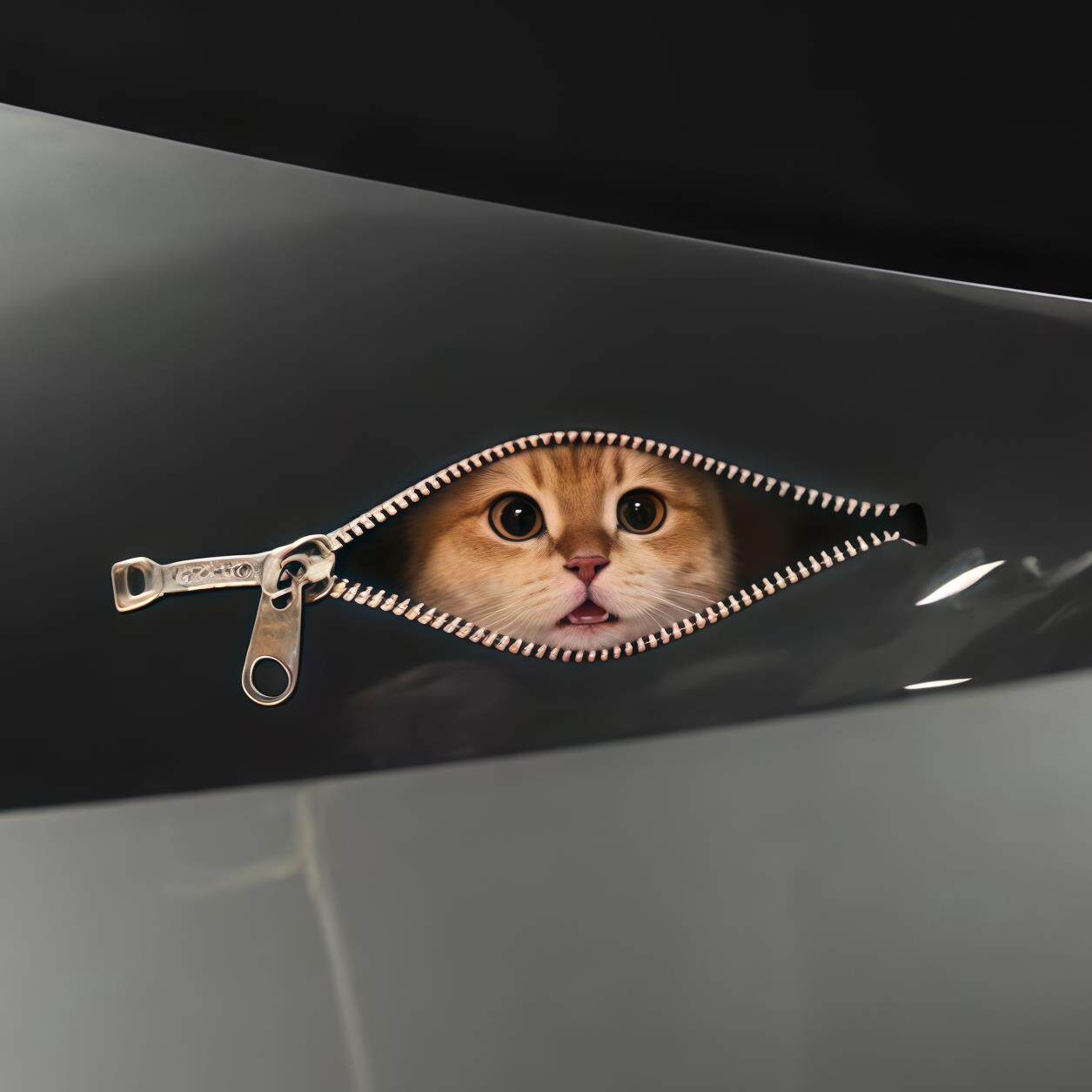 拉链猫咪汽车贴纸创意防