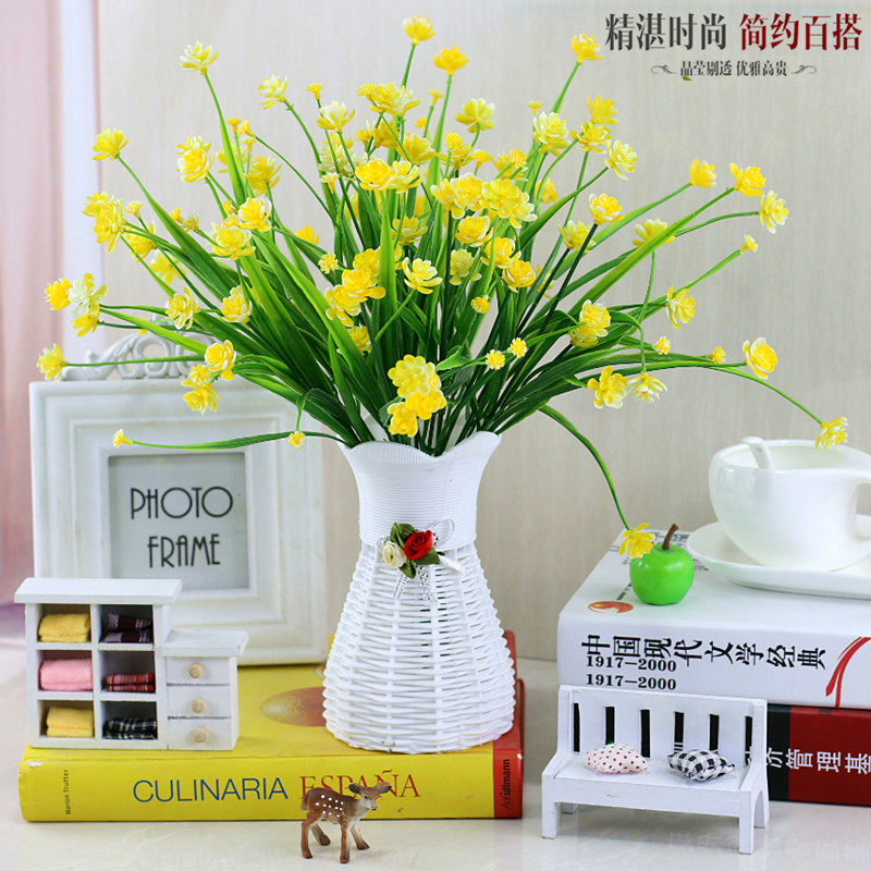 假花盆栽客厅摆设餐桌花娟花冰箱上的茶几摆件塑胶花装饰仿真花束