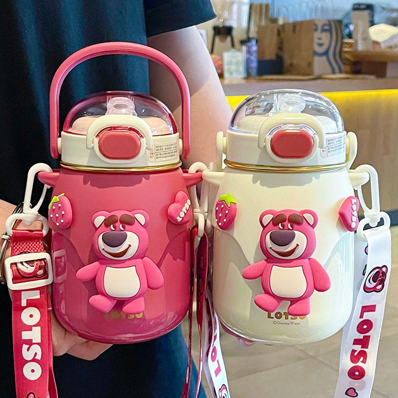 草莓熊保温杯卡通公仔吸管杯学生便捷饮水杯大容量高颜值小肚杯子,餐饮具,保冷/保温杯,淘宝优惠券,粉丝福利购,淘宝优惠卷