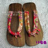 五趾拖鞋 新款 女木屐 夹趾 日单全棉印花多防水台色花款 室外小码