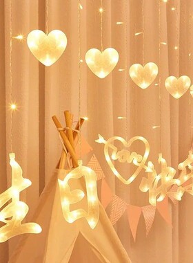 生日快乐led灯串彩灯生日布置ktv装饰场景道具网红室内窗帘灯