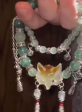 灵狐复古长款双圈手串美学狐狸手链可叠戴送闺蜜女友礼物东方美感