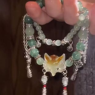 灵狐复古长款双圈手串美学狐狸手链可叠戴送闺蜜女友礼物东方美感