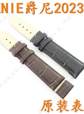 1919爵尼手表带GNQ-T2023M棕色男真皮表带genie黑色女2023L皮表带
