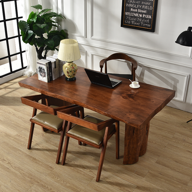 实木大板桌老板办公桌整版总裁桌自然边原木老板桌餐桌茶桌大班桌
