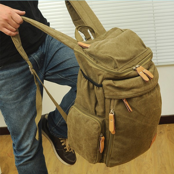 旅游户外帆布满江红布包双肩通用