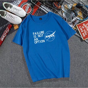 夏季印花nasa短袖宽松纯棉情侣装2022年圆领新款纯棉圆领T恤