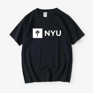 NYU美国学府纽约大学校园风校服  T恤短袖圆领夏季男女情侣装上衣