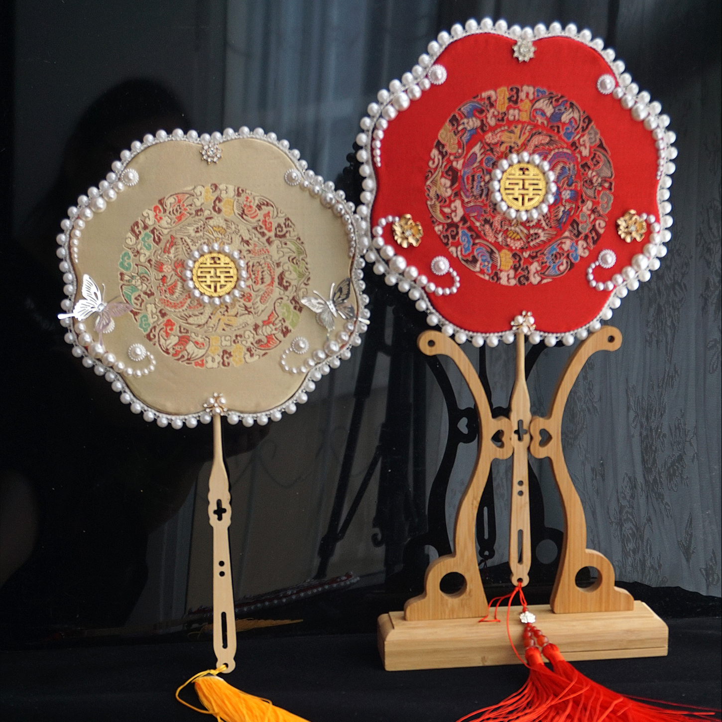 中式婚礼扇子古风秀禾刺绣团扇