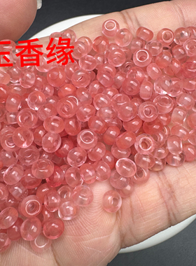 西瓜晶6x4大孔小圆环散珠子粉草莓晶隔片玉环串珠DIY手链项链批发