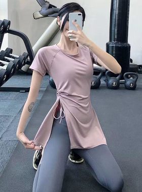 瑜伽上衣女夏新款速干t恤