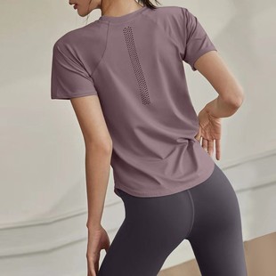 运动速干T恤女大码宽松显瘦网眼休闲健身短袖跑步瑜伽服上衣女夏