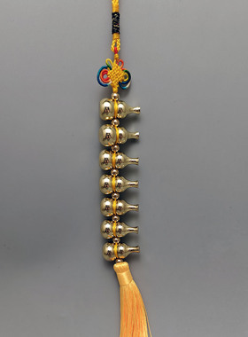 纯铜实心不开口闭口小铜葫芦七个一串中国结挂饰七星葫芦阵挂件