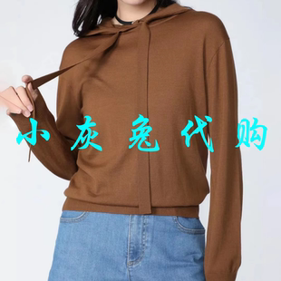 2026秋季新款系带纯色毛针织衫连帽卫衣女款小灰兔