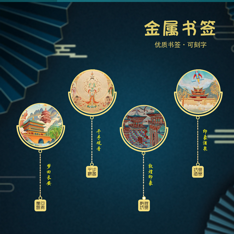 丝绸之路书签古典中国风敦煌壁画酒泉西安特色景点定制送友人同学