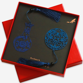 金属定制刻字送友人礼品书签 中国风古典国礼青花瓷式 花开富贵