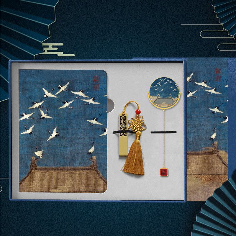 宋微宗仙鹤金属书签u盘创意设计中国风古典特色礼盒送老师送孩子