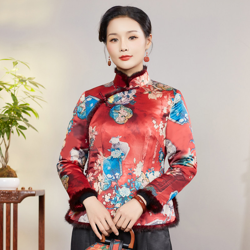 华族经典唐装女棉袄秋冬开襟夹棉加厚中国风高端红色复古盘扣上衣,女装/女士精品,上衣,淘宝优惠券,粉丝福利购,淘宝优惠卷