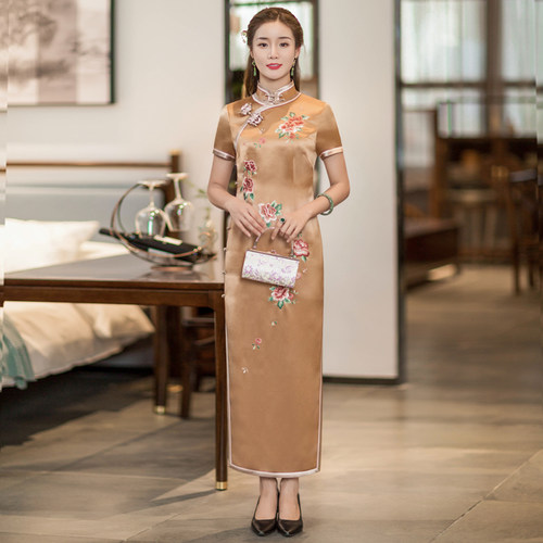 华族经典高档旗袍长款显瘦优雅