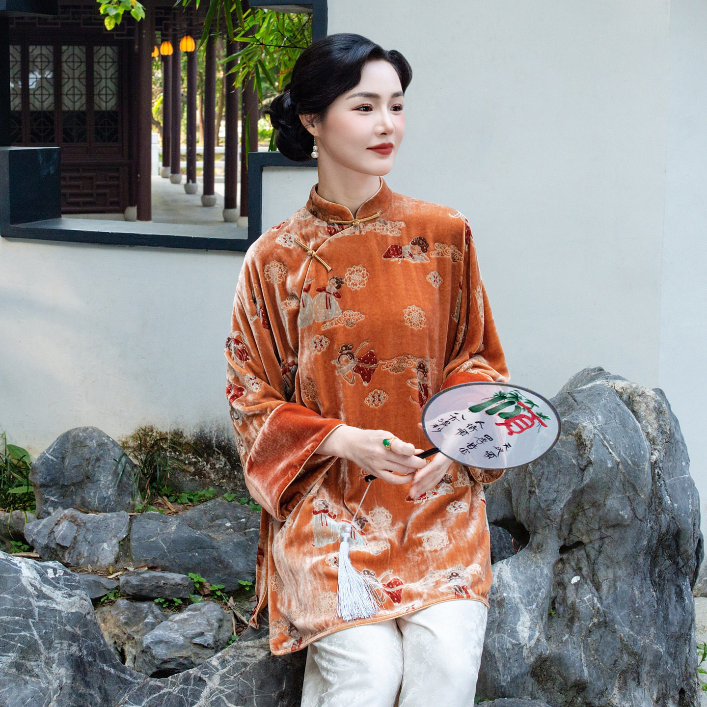 华族经典新中式太太服真丝丝绒