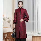 中式 2025年冬季 复古对襟夹棉加厚百搭风衣 旗袍外套中长款 华族经典