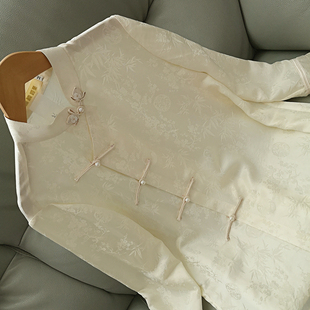 华族经典(金普曲)唐装宽松长袖真丝女衬衫秋中式民国风百搭打底