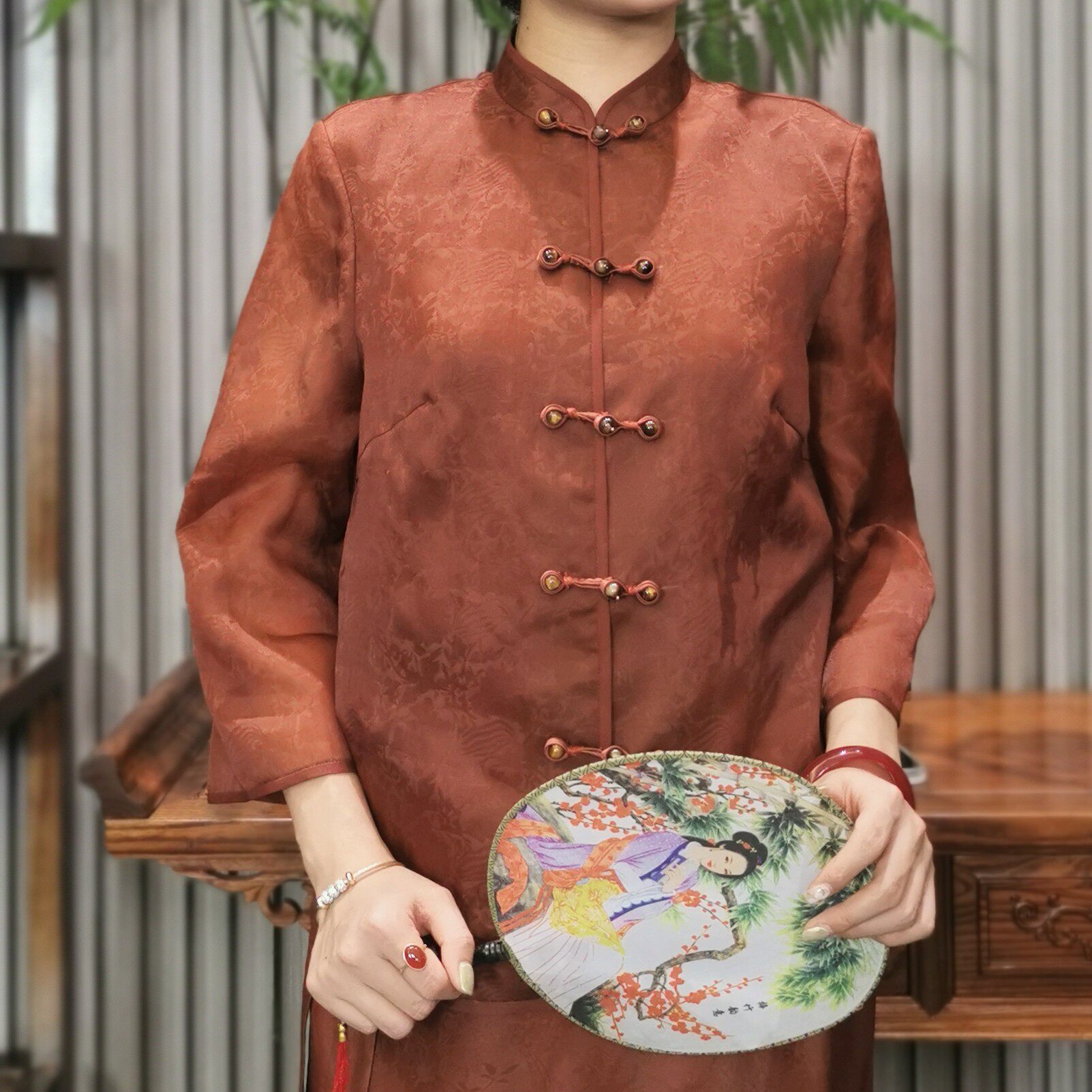 华族经典红云纱旗袍上衣外套夏季中国风古禅意时尚唐装防晒衫柯琪