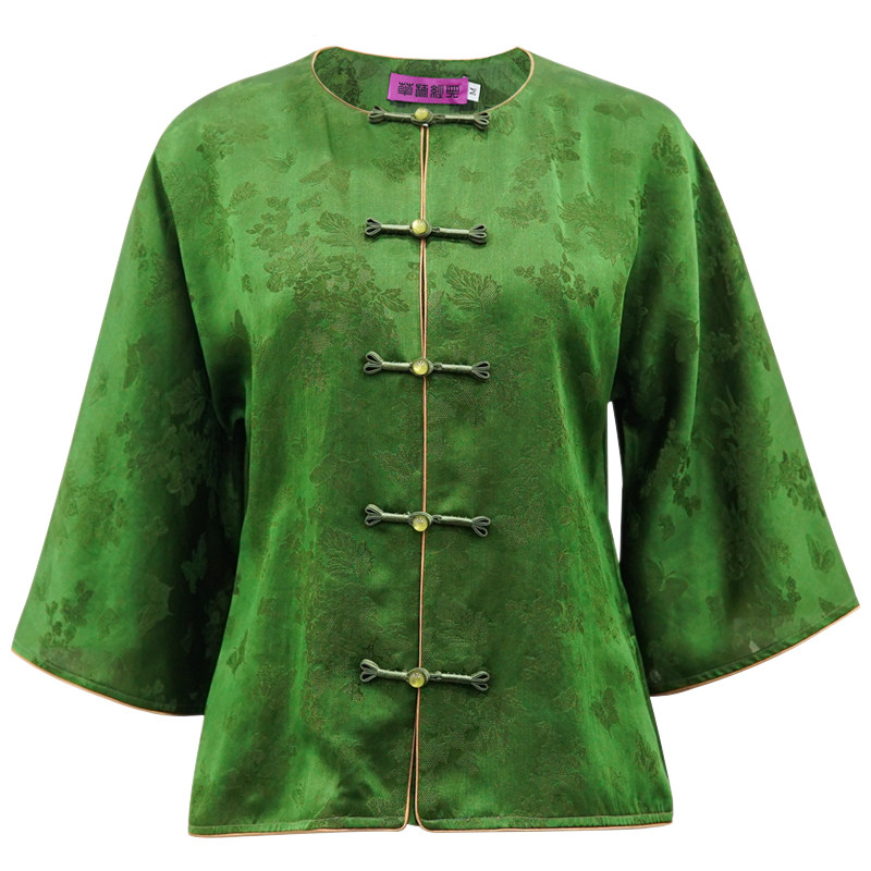 CHINESE CLASSIC MULBERRY SILK RED CLOUD YARN RETRO CHINESE STYLE HIGH-END JACKET WOMENS CARDIGAN TANG JACKET CUI YU