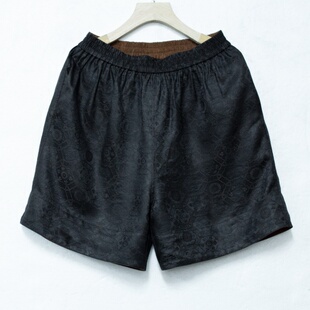 桑蚕丝香云纱两面穿休闲复古松紧腰宽松日常裤 夏季 子 短裤 华族经典