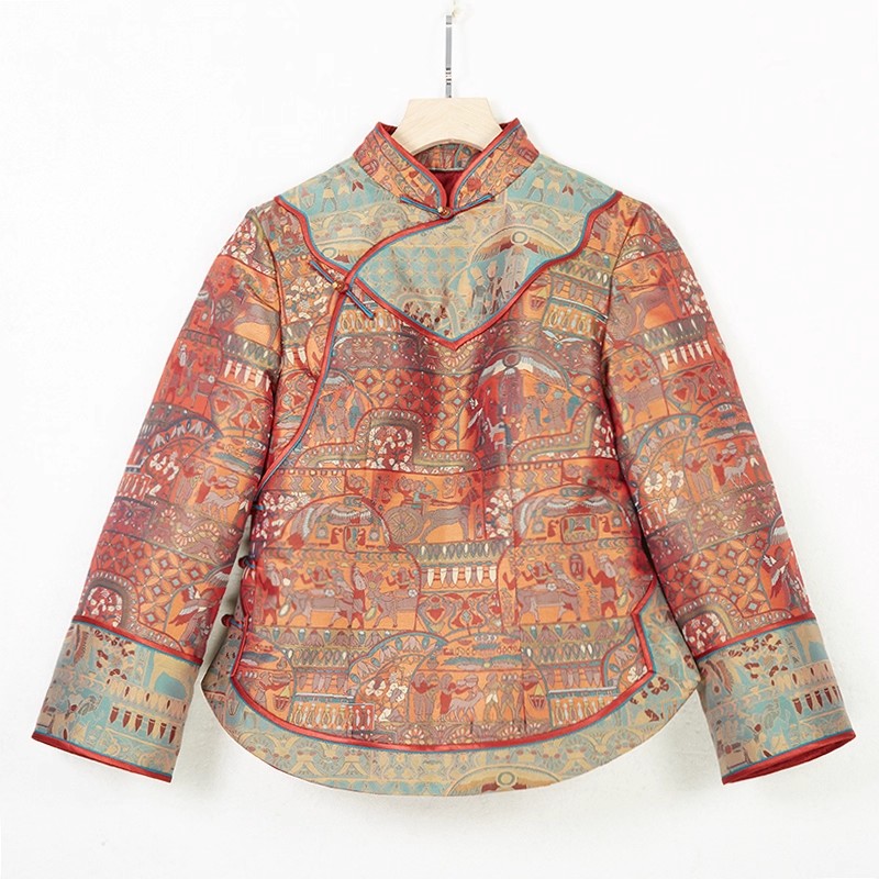 华族经典蜀锦上衣冬桑蚕丝夹棉重工如意中式复古高端唐装女251032