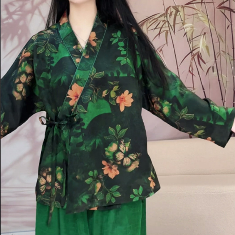 华族经典改良唐装女桑蚕丝双面穿手工挑边高端新中式国风汉服上衣