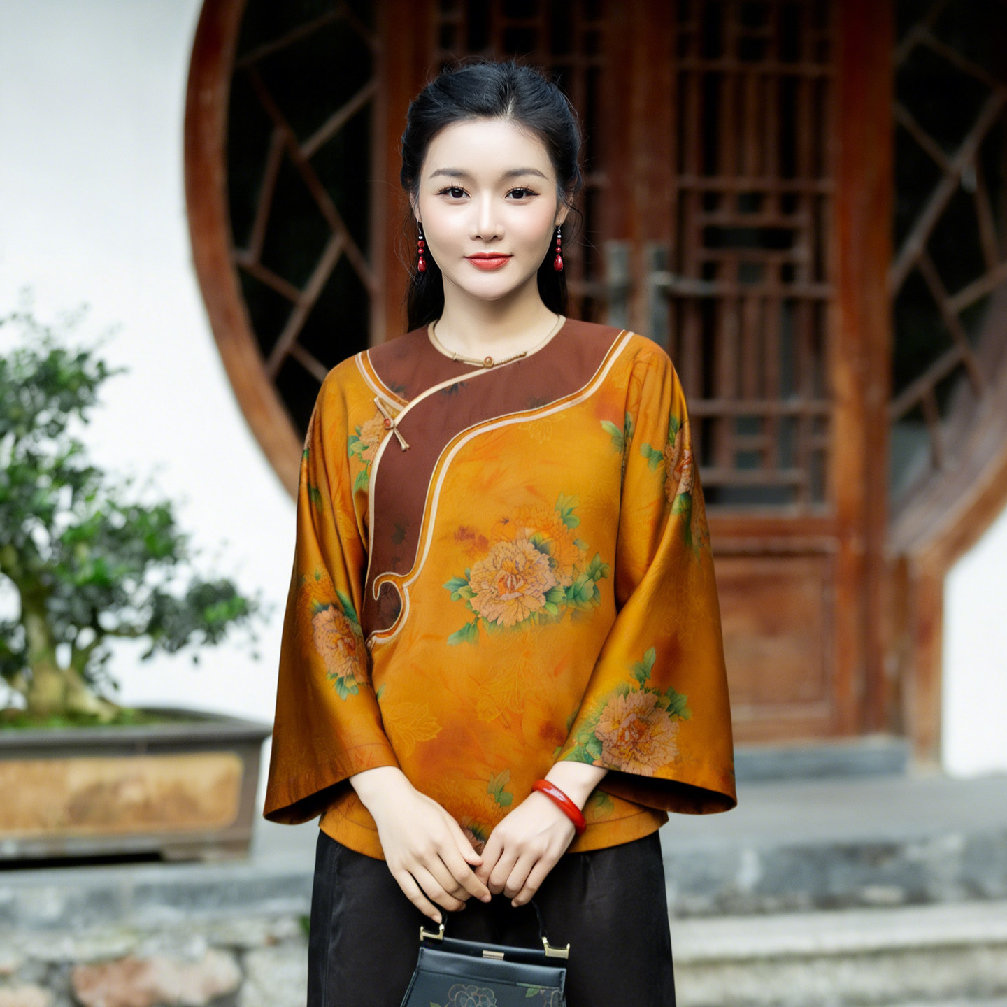 华族经典唐装女真丝香云纱盘扣宽松国风重工如意复古新中式上衣夏