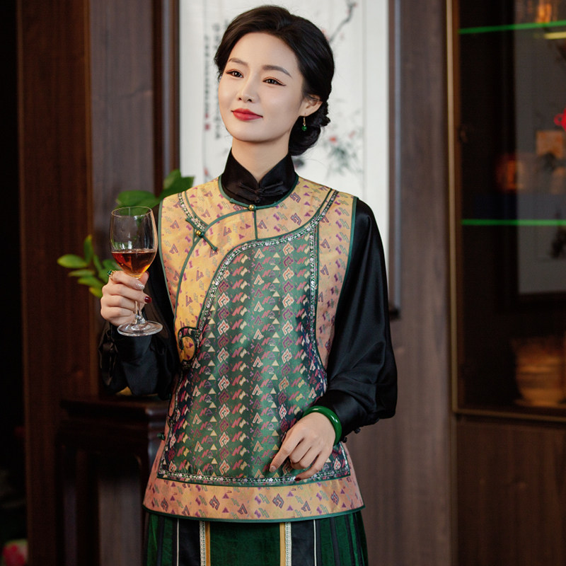 华族经典蜀锦马甲中长款新中式高端桑蚕丝国风独特叠穿背心251218