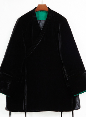 华族经典唐装中国风女装真丝绒黑色加厚新中式高端上衣外套251018