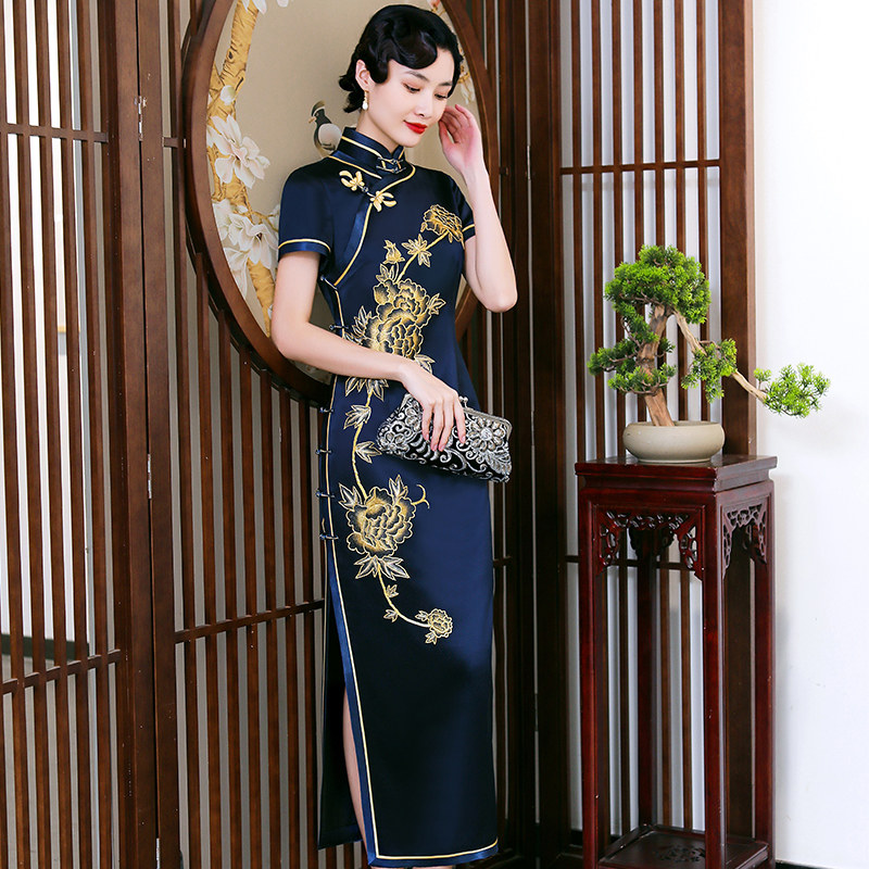 华族经典重磅真丝旗袍私人定制