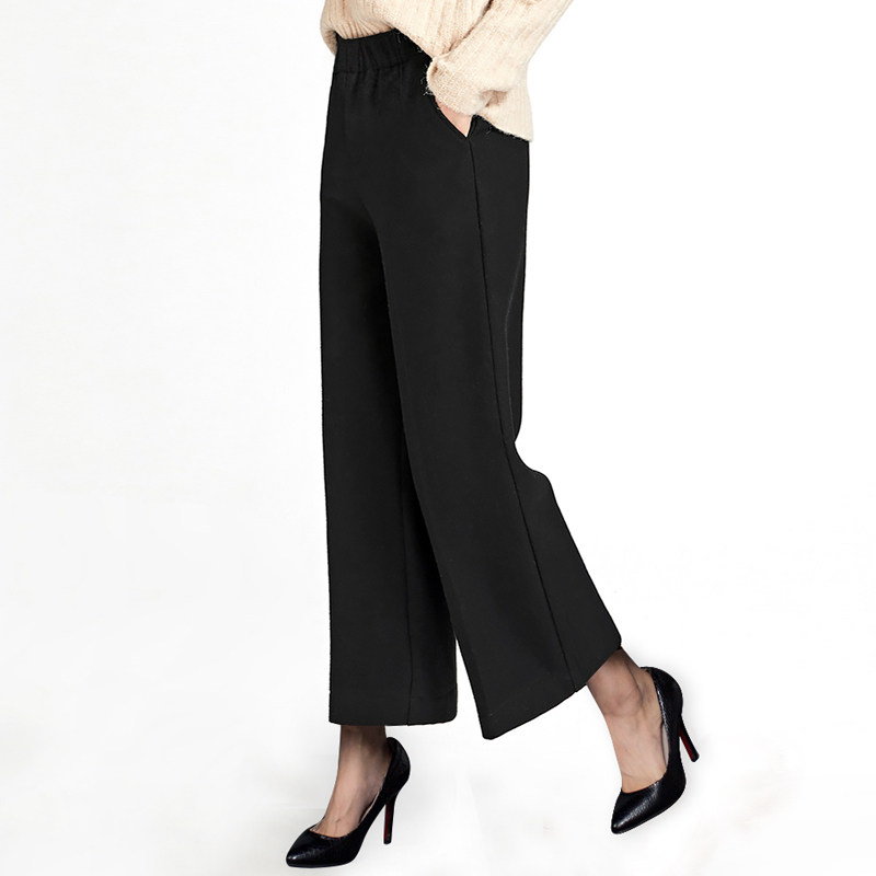 华族经典唐装女裤秋冬季百搭中国风中式休闲显瘦毛呢直筒长裤女