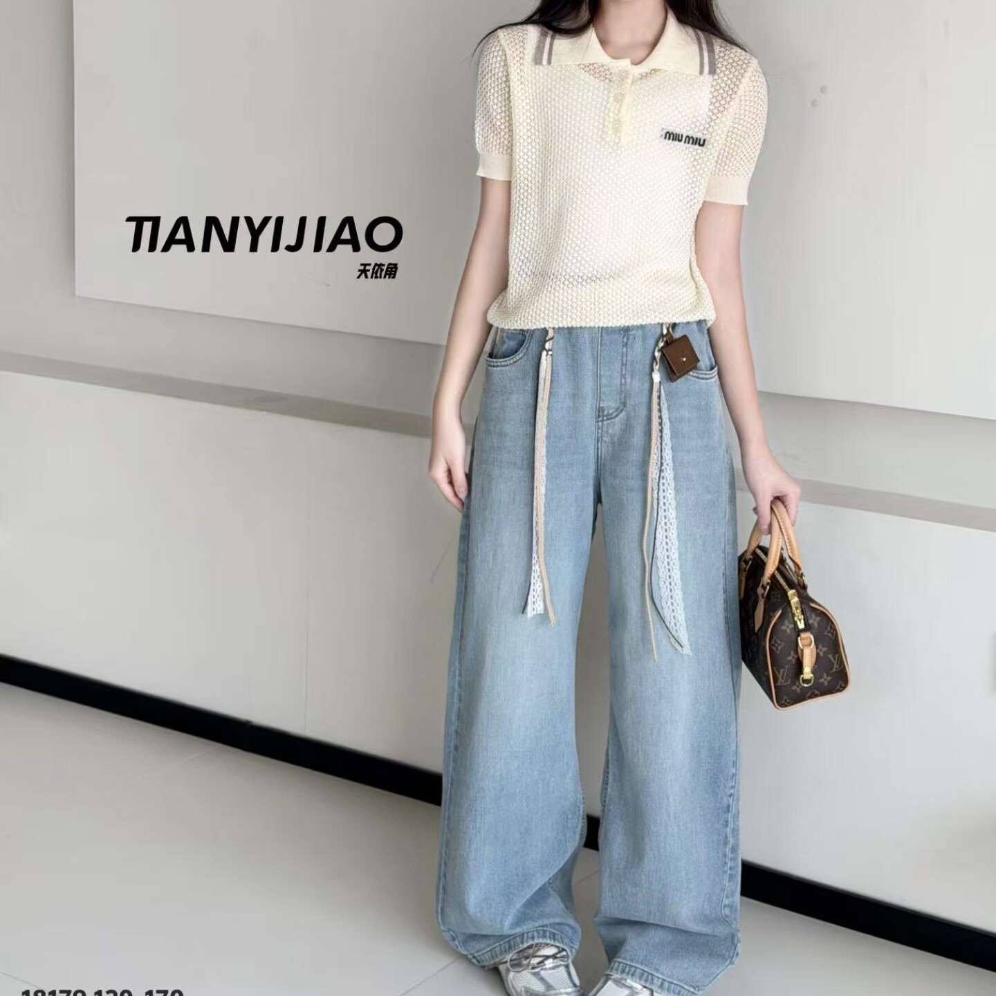2026春秋新品女童天依角牛仔直筒裤中大童韩版洋气女孩宽松休闲裤图片